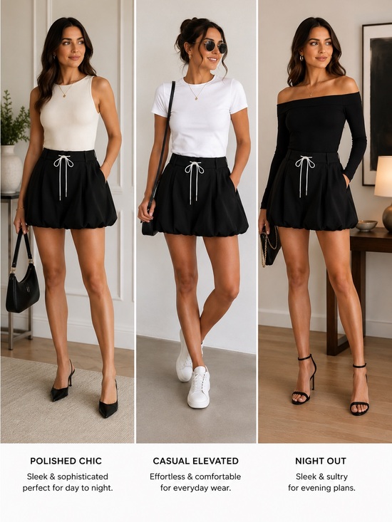 Abercrombie & Fitch Pants - NWT Abercrombie & Fitch Mid Rise Tailored Bubble Hem Mini Skort - Black (Size M)